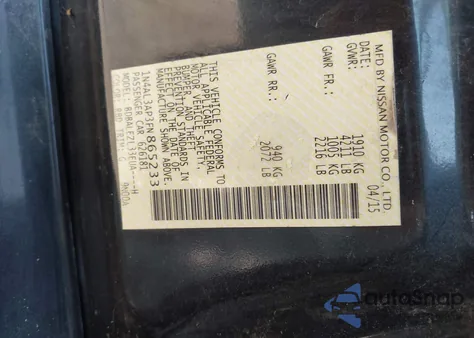 2015 Nissan Altima 2.5 S z USA, uszkodzony, nr VIN 1N4AL3AP3FN865233